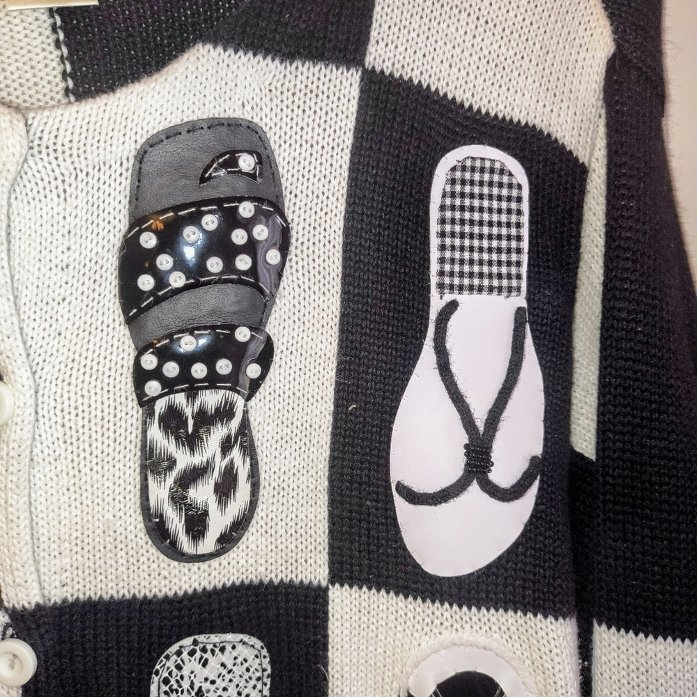 Susan Bristol Black & White Vintage Sweater Shoes, Sandal, Sneakers. Rare. Large - Picture 9 of 15